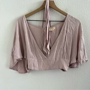 BEACHGOLD Neutral Moth Pink Crop Tie Waist Strappy Medium
